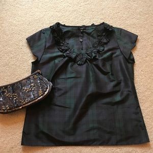 Talbots silk plaid blouse